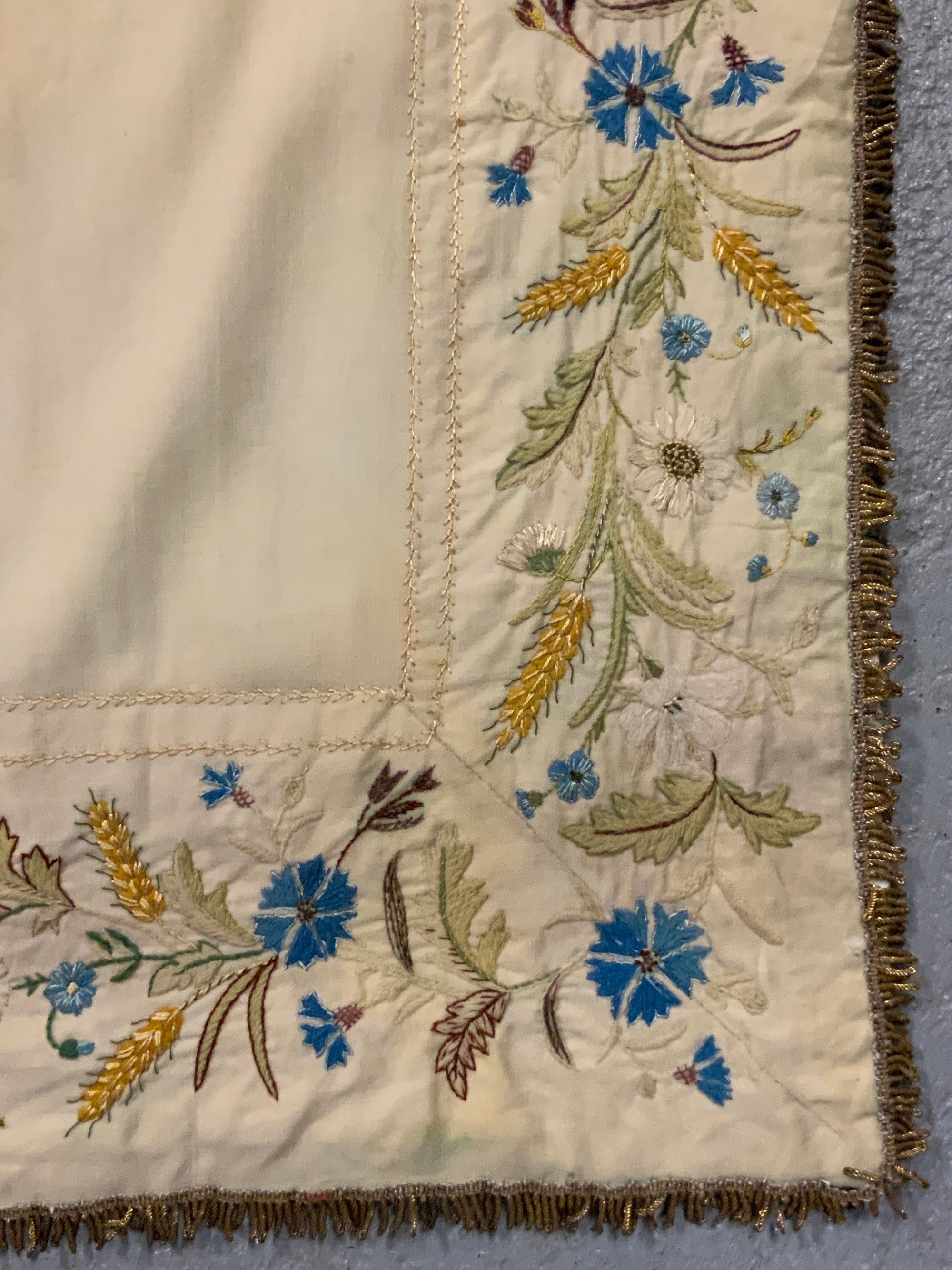 Harvest Festival antique embroidered silk (238 x 59cm)
