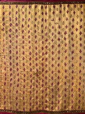 Indian Gujarat Kutchi Jain vintage silk embroidery (151 x 139cm)