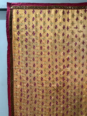 Indian Gujarat Kutchi Jain vintage silk embroidery (151 x 139cm)