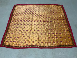 Indian Gujarat Kutchi Jain vintage silk embroidery (151 x 139cm)
