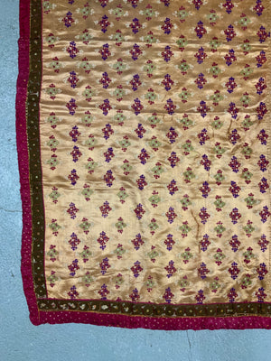Indian Gujarat Kutchi Jain vintage silk embroidery (151 x 139cm)