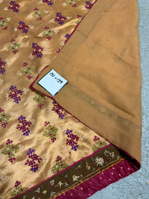 Indian Gujarat Kutchi Jain vintage silk embroidery (151 x 139cm)