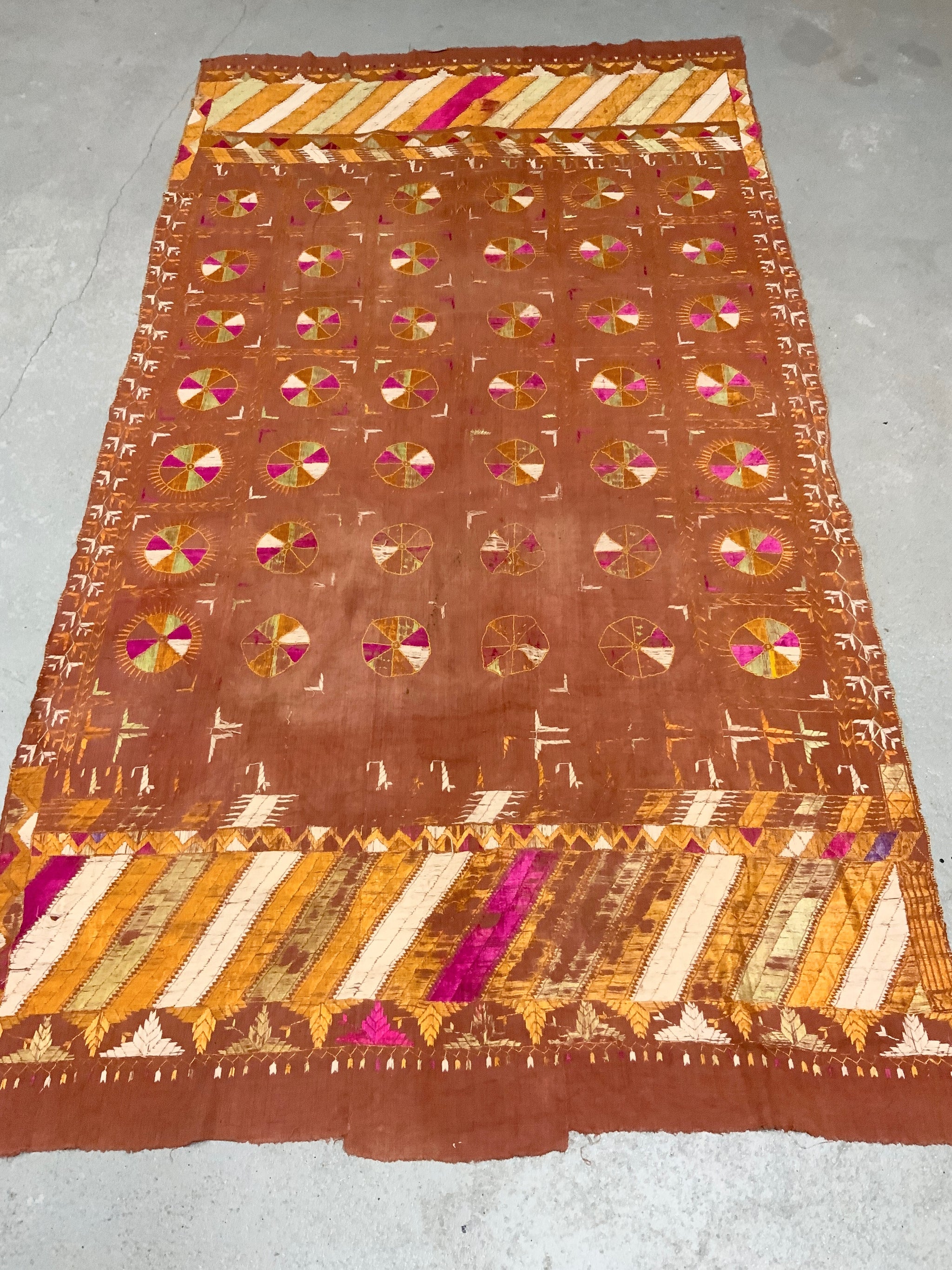 Phulkari Rug Punjab Fulkari / Phulkari vintage shawl (222 x 121cm) *AF - Clive Rogers