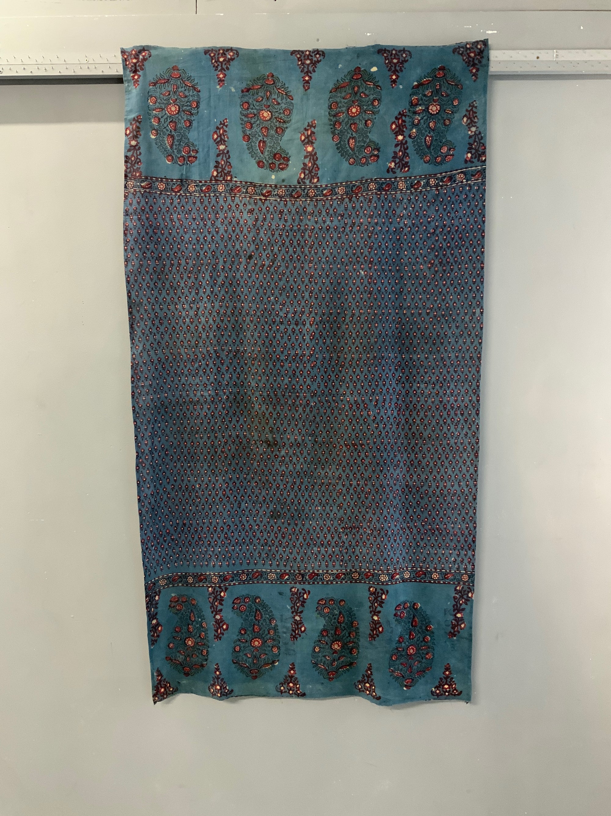 Turkish antique lightweight cotton wood block print shawl (181 x 99cm)