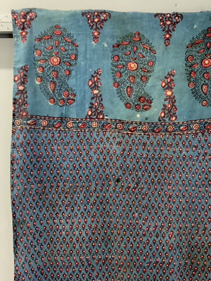 Turkish antique lightweight cotton wood block print shawl (181 x 99cm)