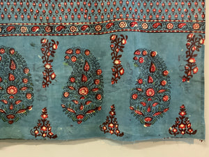 Turkish antique lightweight cotton wood block print shawl (181 x 99cm)