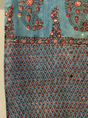 Turkish antique lightweight cotton wood block print shawl (181 x 99cm)