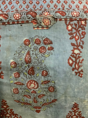 Turkish antique lightweight cotton wood block print shawl (181 x 99cm)