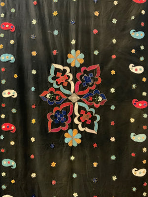 French antique wool applique (246 x 135cm)