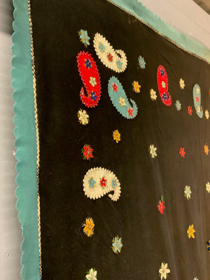 French antique wool applique (246 x 135cm)
