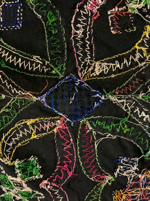 French antique wool applique (246 x 135cm)