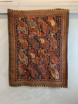 Khamseh antique rug with Mother and child boteh design (177 x 137cm)