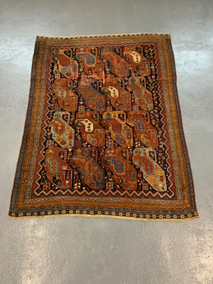 Khamseh antique rug with Mother and child boteh design (177 x 137cm)