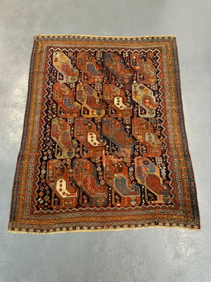 Khamseh antique rug with Mother and child boteh design (177 x 137cm)