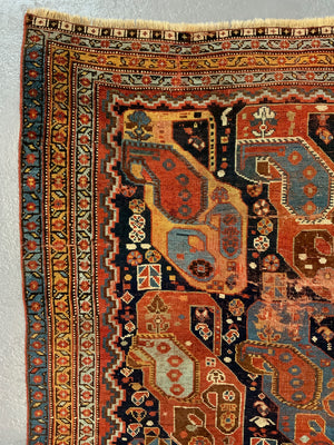 Khamseh antique rug with Mother and child boteh design (177 x 137cm)