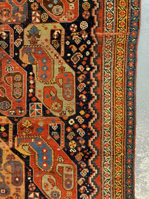 Khamseh antique rug with Mother and child boteh design (177 x 137cm)