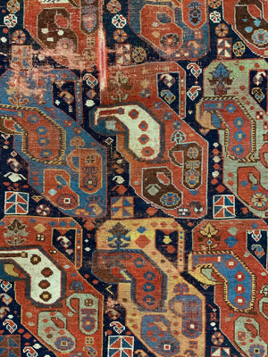 Khamseh antique rug with Mother and child boteh design (177 x 137cm)