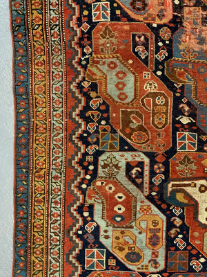Khamseh antique rug with Mother and child boteh design (177 x 137cm)