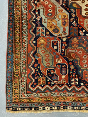 Khamseh antique rug with Mother and child boteh design (177 x 137cm)
