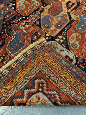 Khamseh antique rug with Mother and child boteh design (177 x 137cm)