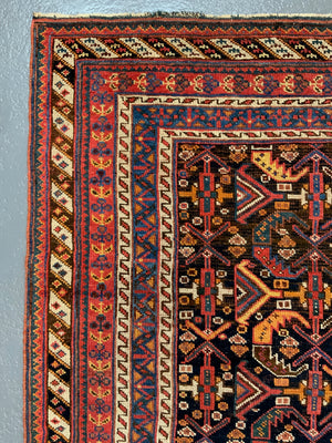 Afshar antique rug with all over design (243 x 162cm)