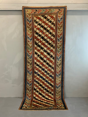 Caucasian antique fine long rug / runner (284 x 114cm)