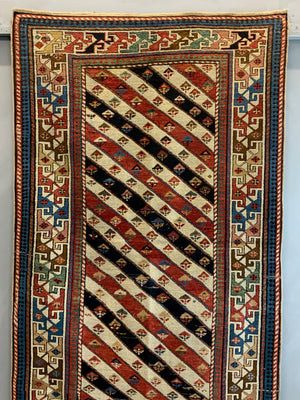 Caucasian antique fine long rug / runner (284 x 114cm)