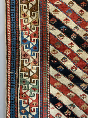 Caucasian antique fine long rug / runner (284 x 114cm)