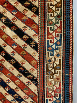 Caucasian antique fine long rug / runner (284 x 114cm)