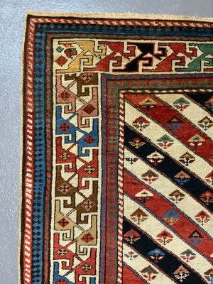 Caucasian antique fine long rug / runner (284 x 114cm)