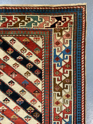 Caucasian antique fine long rug / runner (284 x 114cm)