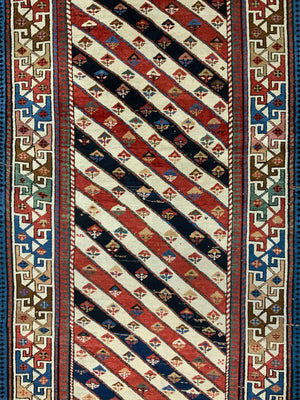 Caucasian antique fine long rug / runner (284 x 114cm)