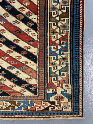 Caucasian antique fine long rug / runner (284 x 114cm)