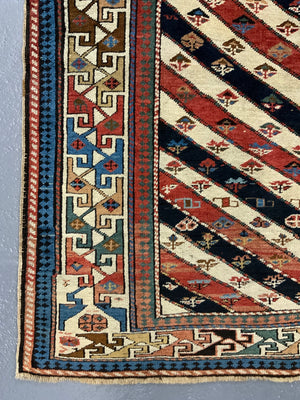 Caucasian antique fine long rug / runner (284 x 114cm)