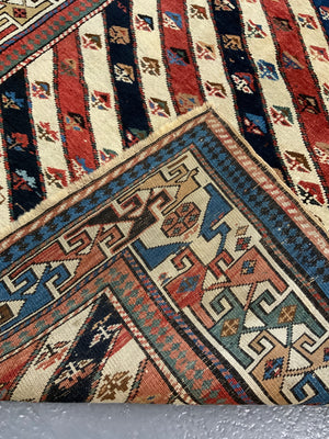 Caucasian antique fine long rug / runner (284 x 114cm)