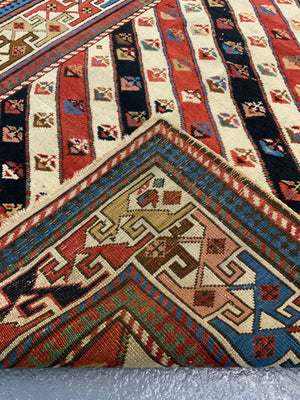 Caucasian antique fine long rug / runner (284 x 114cm)