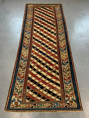 Caucasian antique fine long rug / runner (284 x 114cm)