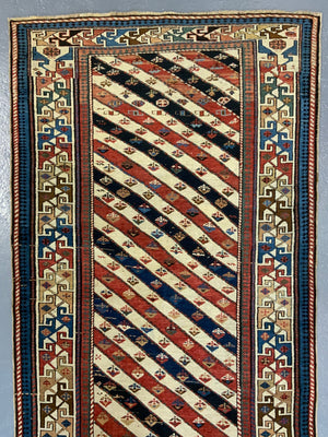 Caucasian antique fine long rug / runner (284 x 114cm)