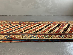 Caucasian antique fine long rug / runner (284 x 114cm)