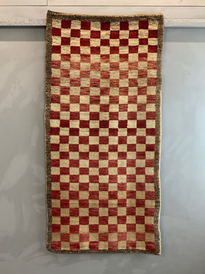 Turkish chequered tulu rug (198 x 97cm)