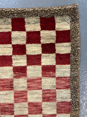 Turkish chequered tulu rug (198 x 97cm)