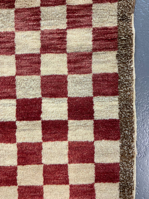 Turkish chequered tulu rug (198 x 97cm)