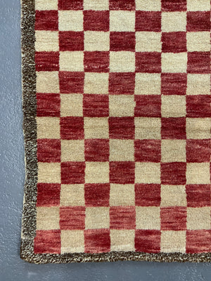 Turkish chequered tulu rug (198 x 97cm)