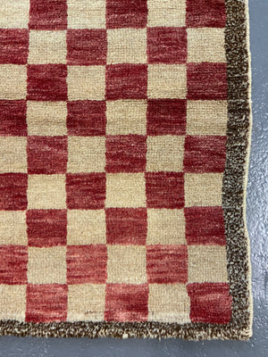 Turkish chequered tulu rug (198 x 97cm)