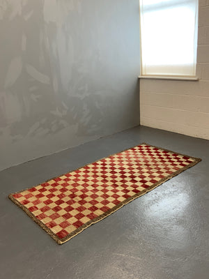 Turkish chequered tulu rug (198 x 97cm)