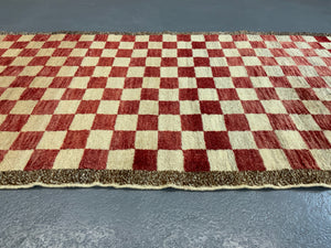 Turkish chequered tulu rug (198 x 97cm)