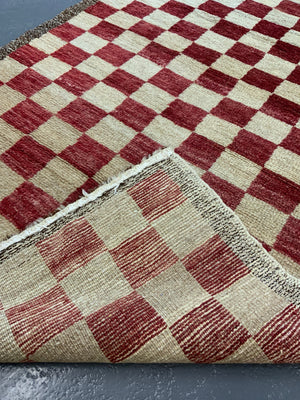 Turkish chequered tulu rug (198 x 97cm)