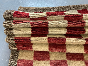 Turkish chequered tulu rug (198 x 97cm)