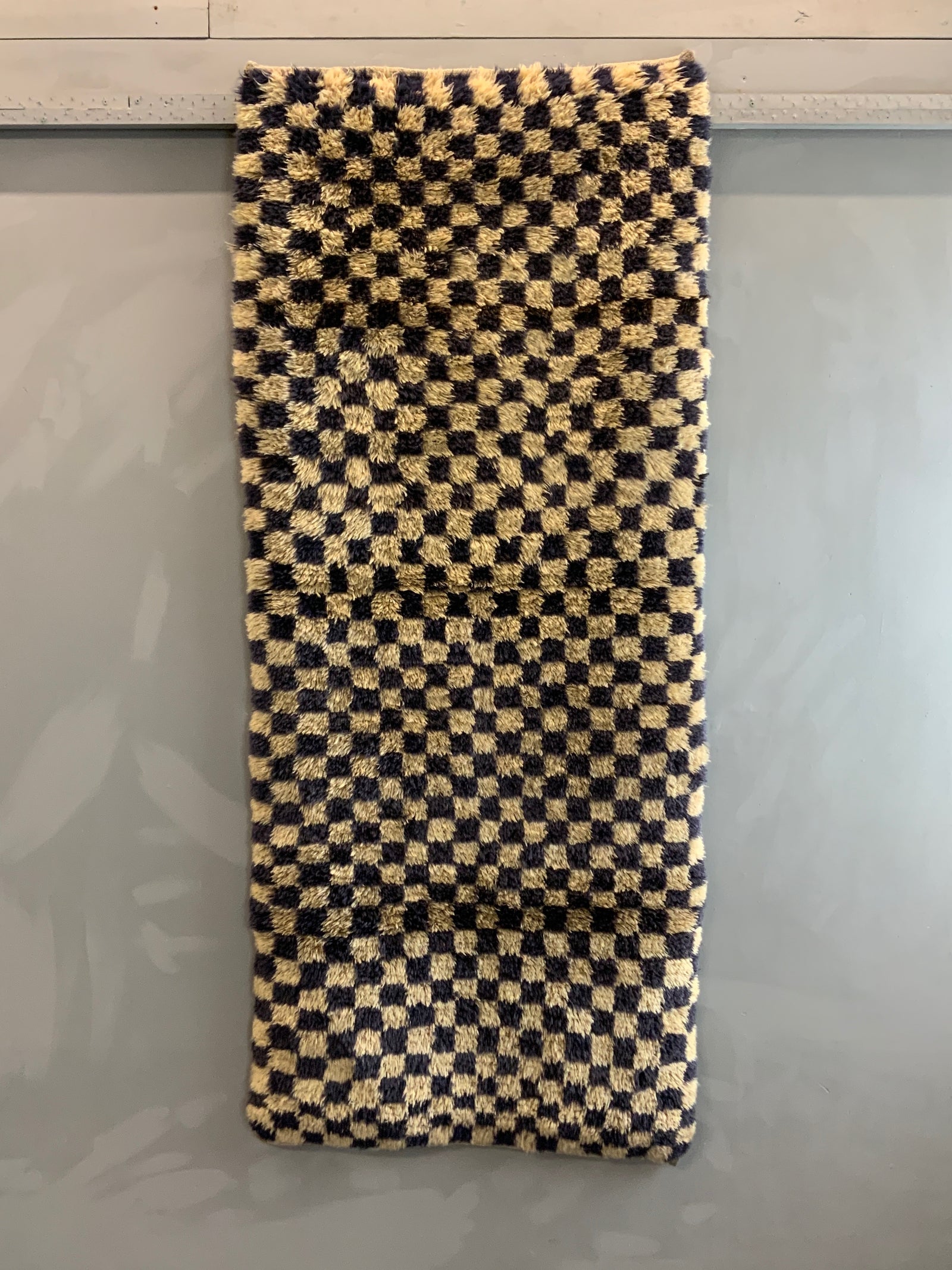Turkish chequered tulu rug (200 x 87cm)
