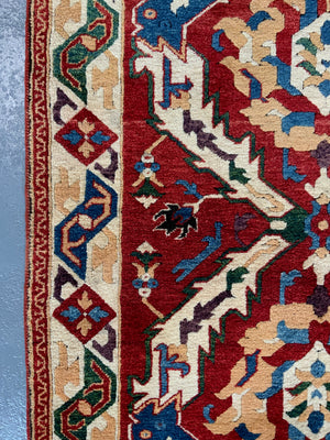 Turkish vintage signed Tolga Tolu rug (245 x 137cm)